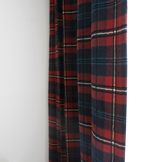 타탄 체크 기모 아이방 방한 방풍 겨울 커튼