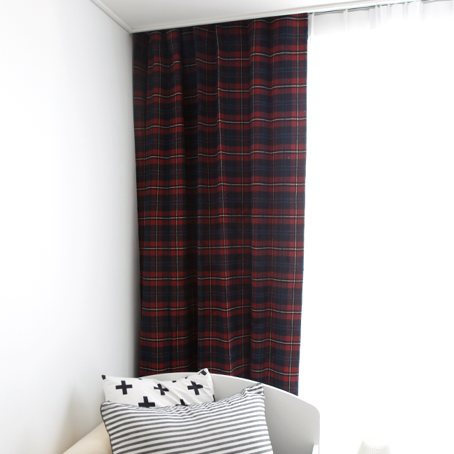 타탄 체크 기모 아이방 방한 방풍 겨울 커튼