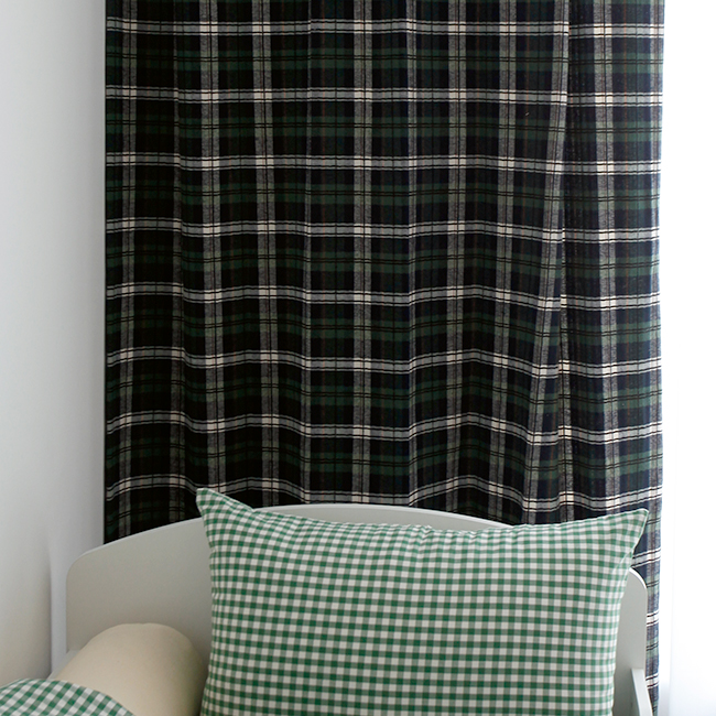 타탄 체크 기모 아이방 방한 방풍 겨울 커튼
