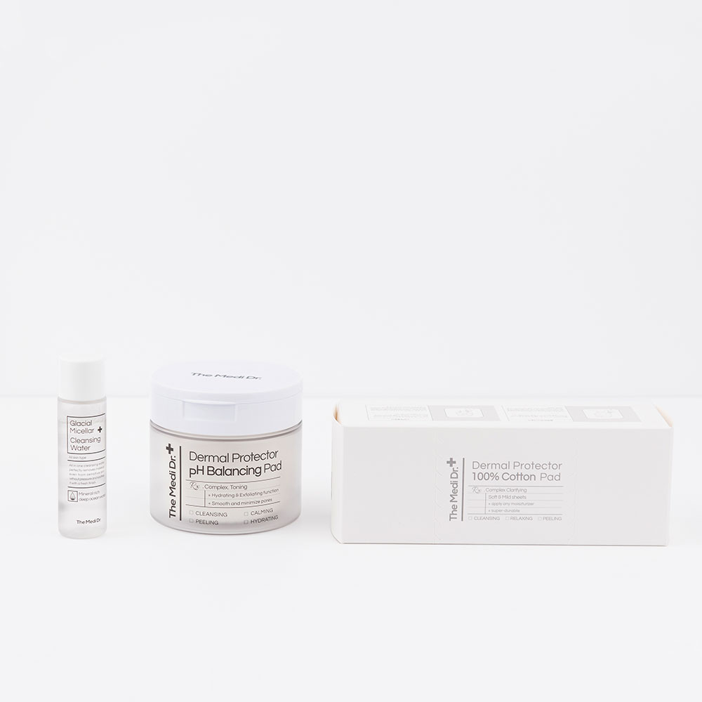 더메디닥터 밸런싱패드 + 100%코튼패드 + 클렌징워터 30ml 3종 세트 : 더메디닥터