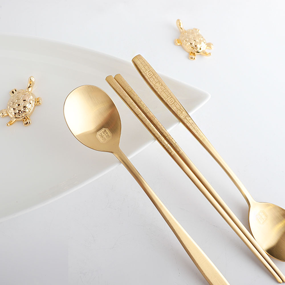 백수백복 골드티타늄 수저세트(B) 부모님생신 결혼기념일 명절선물 칠순 팔순 답례품