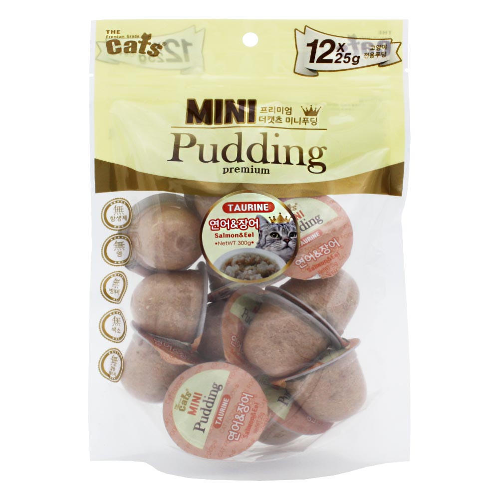 더캣츠 미니푸딩 고양이캔 고양이통조림 파우치 간식 연어+장어, 300g, 1개 - 메인 이미지