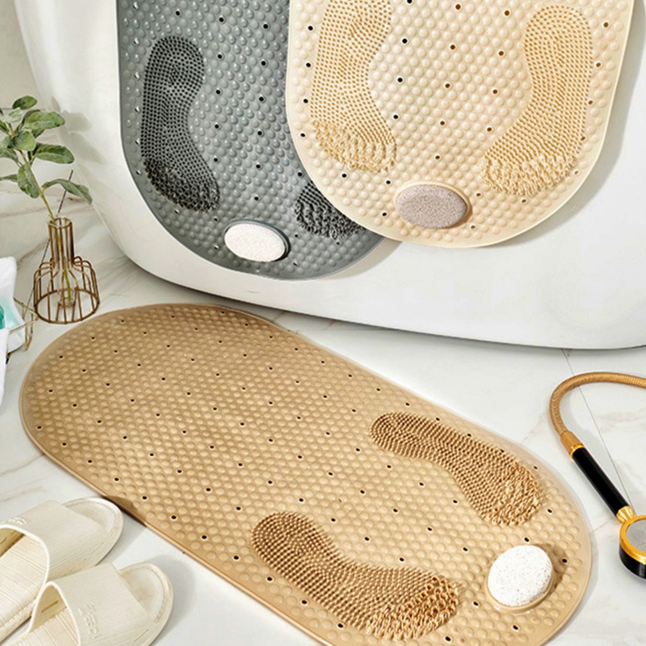 마사지 지압 미끄럼방지 고무 욕실 물빠짐 매트 안전 욕조 매트 화장실 깔판 PVC 깔개