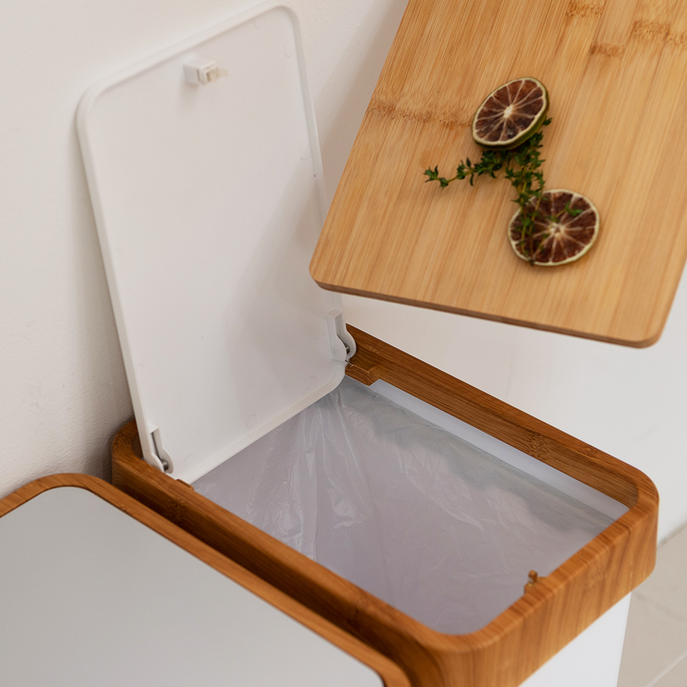 씨에스리빙 뱀부 원터치휴지통 종량제쓰레기통 사각 5L 블랙 - 상세 이미지 4