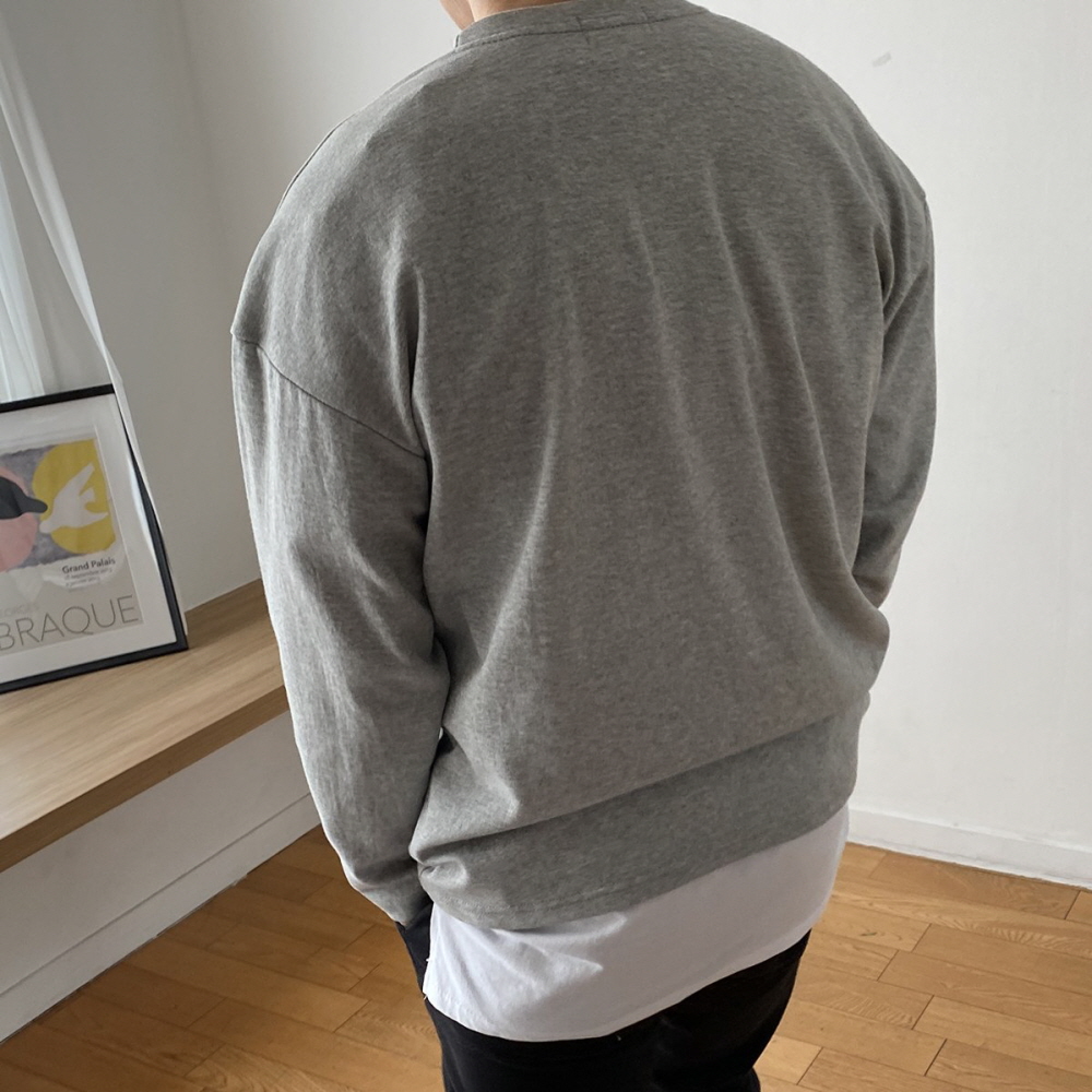 남녀공용 레이어드 반팔 티셔츠 남자 빅사이즈 무지 롱 흰티 면티 S부터5XL까지 - 상세 이미지 4