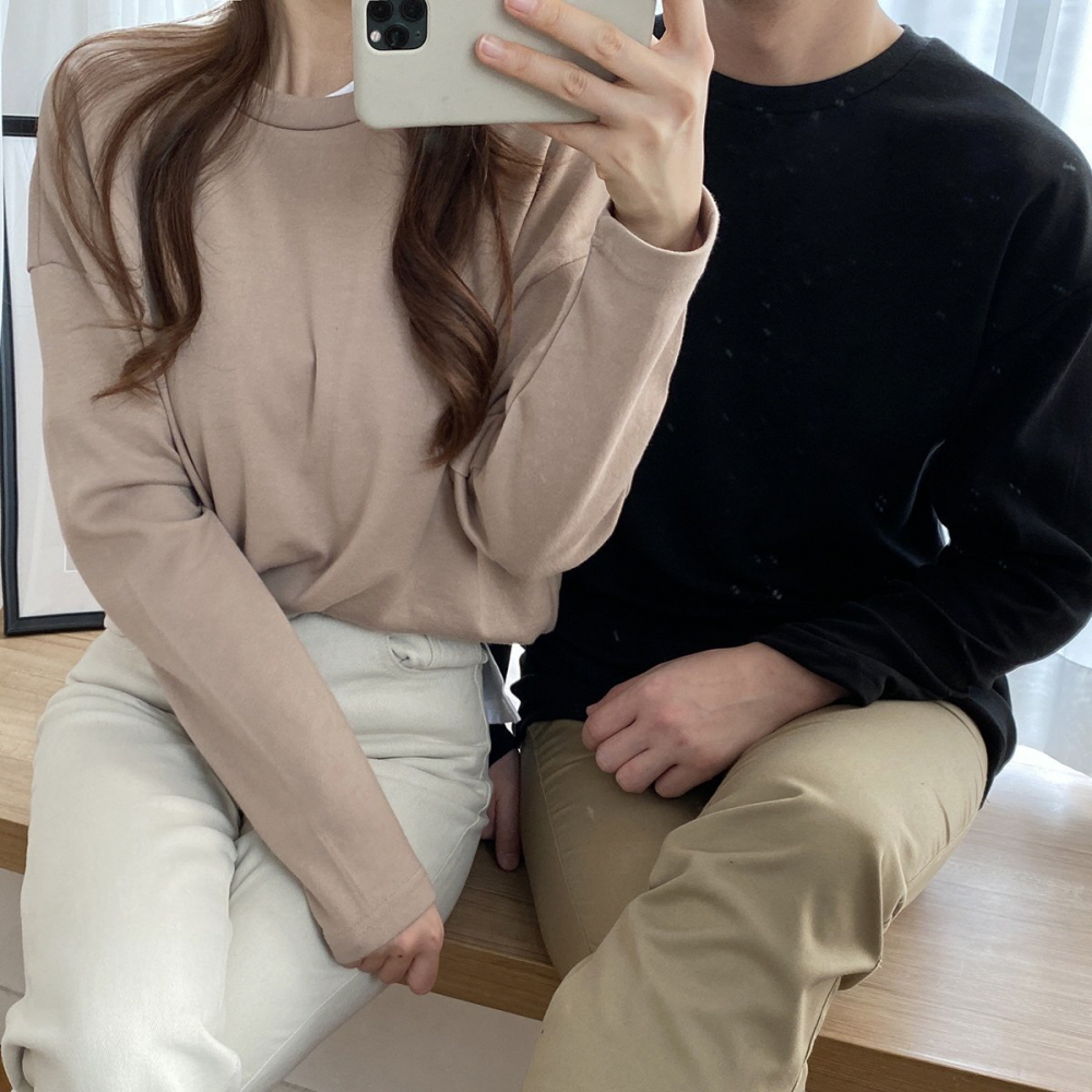 21컬러 남녀공용 특양면 긴팔 티셔츠 남자 빅사이즈 파란색 흰티 면티 L부터5XL까지 - 상세 이미지 3