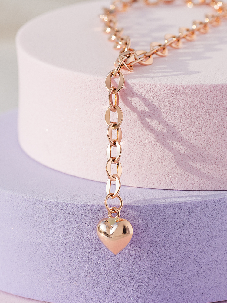 14K18K 델로피치 할로우 중 체인 금팔찌 럭셔리 선물 하트참 클래식 - 상세 이미지 2