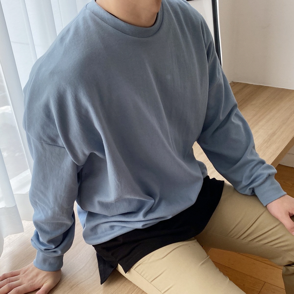 남녀공용 레이어드 반팔 티셔츠 남자 빅사이즈 무지 롱 흰티 면티 S부터5XL까지 - 상세 이미지 2