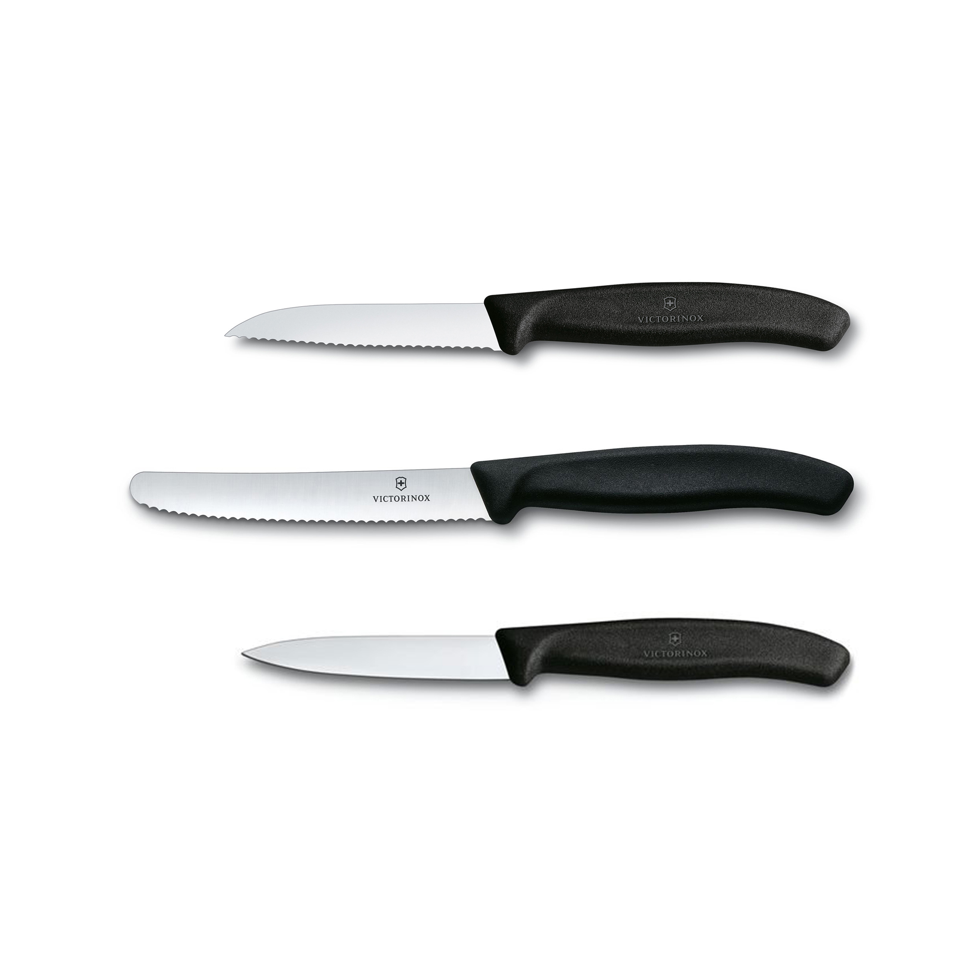 빅토리녹스 스위스 클래식 물결/일자날 과도 페어링 나이프 3종 세트 8cm/11cm 블랙 6.7113.3G - 상세 이미지 2
