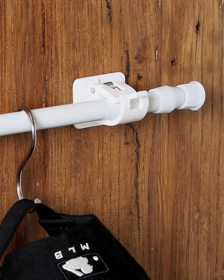 타공없이 커튼봉 압축봉 화이트 브라켓 홀더 부착식 홀더 (CRH0007)