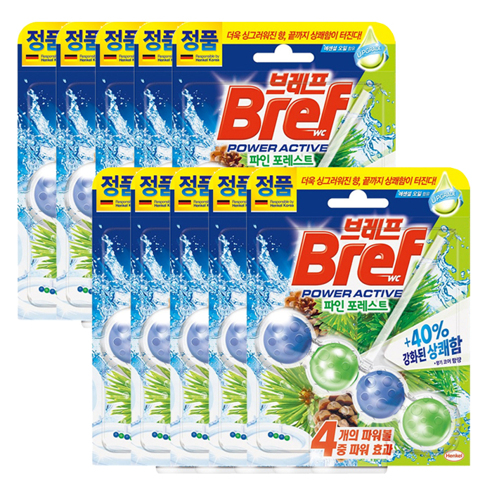헨켈 브레프 파워 액티브 변기세정제 50g 파인 포레스트 X10개