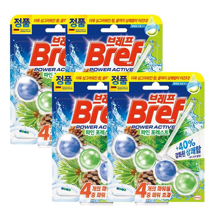 헨켈 브레프 파워 액티브 변기세정제 50g 파인 포레스트 X4개
