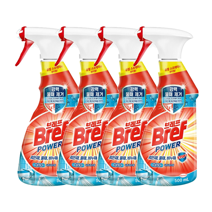 헨켈 브레프 파워 세정제 욕실용 찌든때 물때 제거 청소세제 500ml X4개
