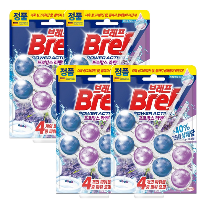 헨켈 브레프 파워 액티브 변기세정제 50gx2입 프로방스 라벤더 X4개