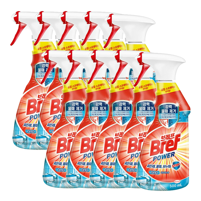 헨켈 브레프 파워 세정제 욕실용 찌든때 물때 제거 청소세제 500ml X10개 - 메인 이미지