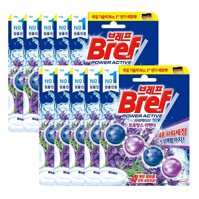 헨켈 브레프 파워 액티브 변기세정제 50g 프로방스 라벤더 X10개