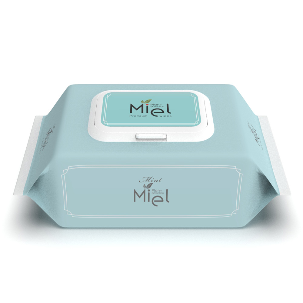 미엘 민트 아기물티슈 캡형 100매 20팩 히알루론산 플레인 35g