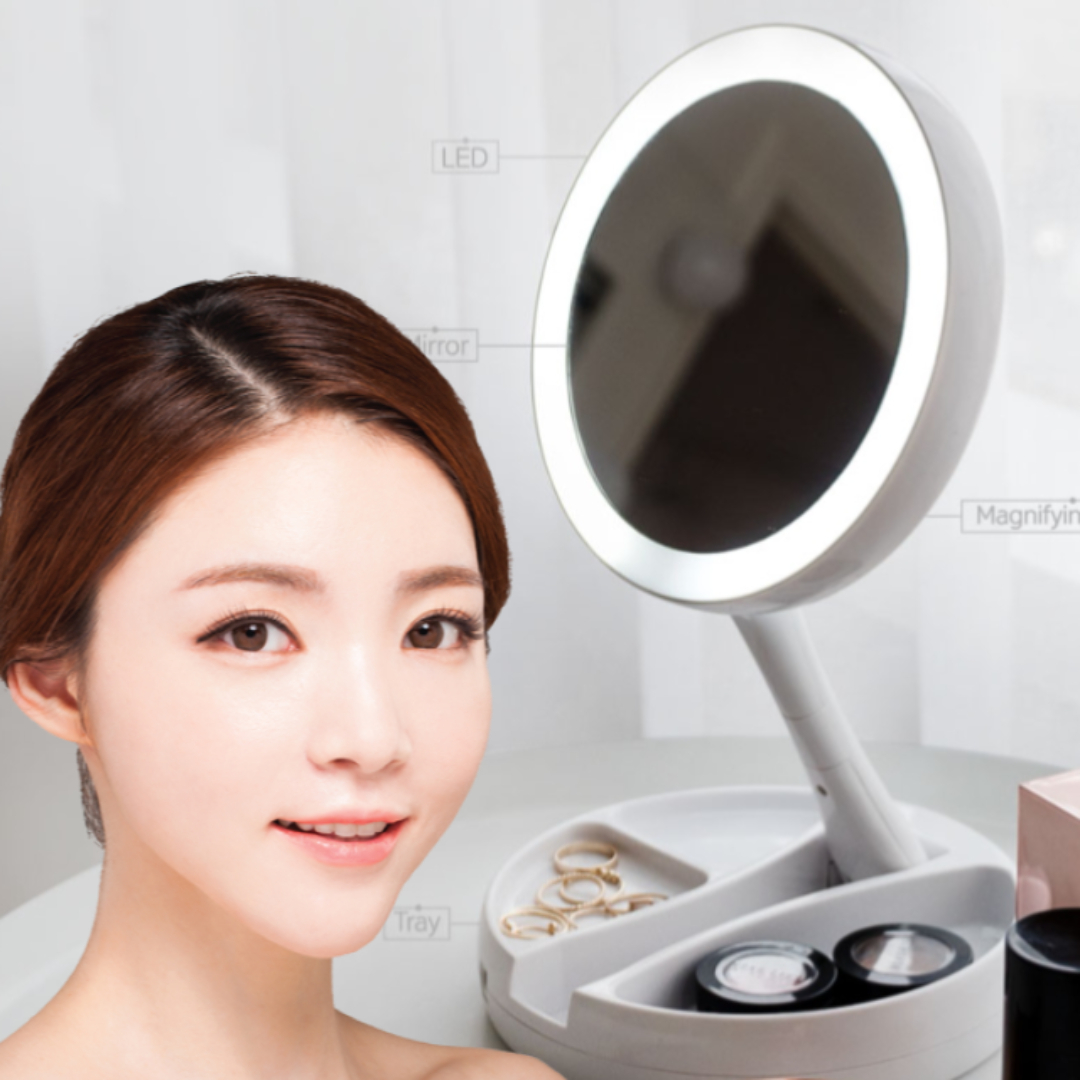 LED 확대 거울 접는 거울 화장대 폴딩 조명 화장 거울