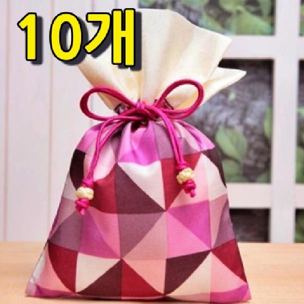 천 복주머니 10개 색동 복주머니 새해 설날 한국 전통선물 - 상품 이미지