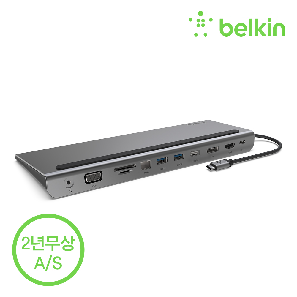 벨킨 11in1 USB C타입 멀티 허브 독 100W 충전 HDMI VGA 이더넷 노트북 거치대형 INC004bt 아이폰17 16 갤럭시 S25 그램 맥북 노트북 호환 - 상세 이미지 3