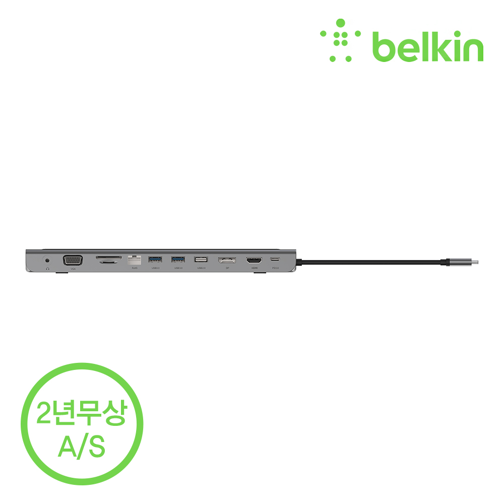 벨킨 11in1 USB C타입 멀티 허브 독 100W 충전 HDMI VGA 이더넷 노트북 거치대형 INC004bt 아이폰17 16 갤럭시 S25 그램 맥북 노트북 호환 - 상세 이미지 5