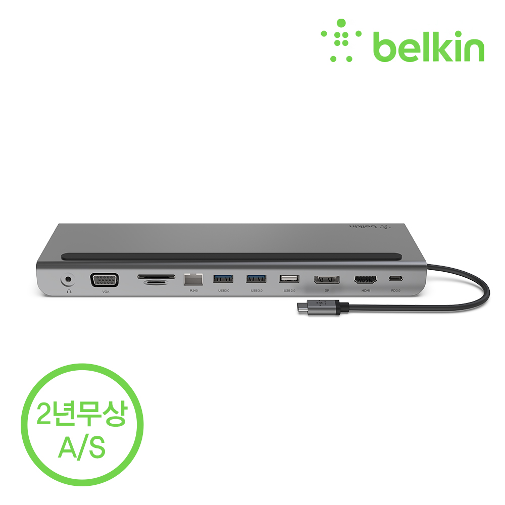 벨킨 11in1 USB C타입 멀티 허브 독 100W 충전 HDMI VGA 이더넷 노트북 거치대형 INC004bt 아이폰17 16 갤럭시 S25 그램 맥북 노트북 호환 - 상세 이미지 4