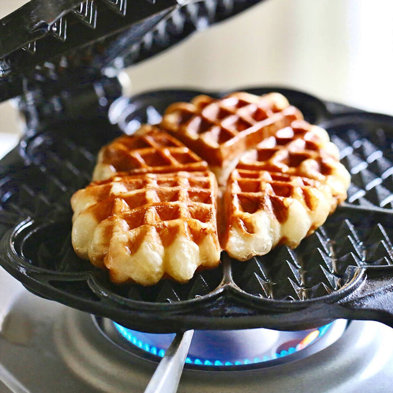 가정용 주물 무쇠 와플팬 와플 후라이팬 미니 누룽지팬 주방 간식 메이커 원형 키트