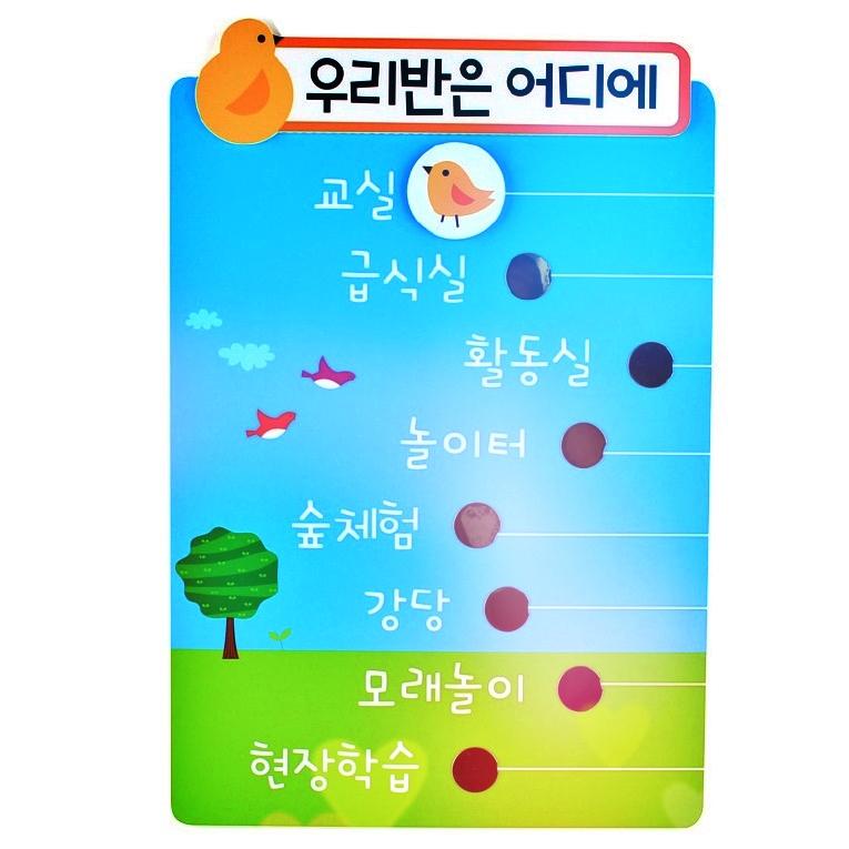 푸른들판 외출표시판 우리반은어디에 어린이집 환경판 봄 유치원 환경구성 알림판 꾸미기 - 상품 이미지