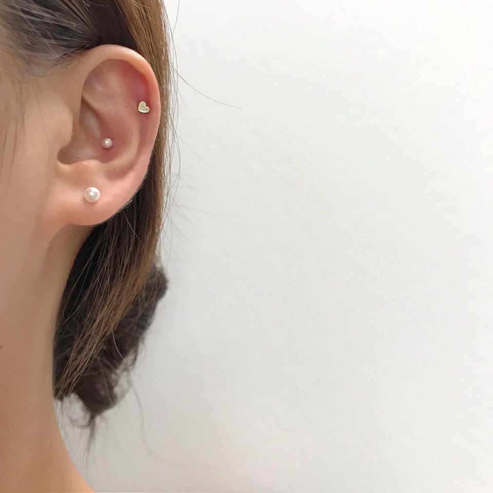 14k 스와로브스키 진주 피어싱 - 얇은피어싱 3, 4, 5, 6 mm - 상세 이미지 4