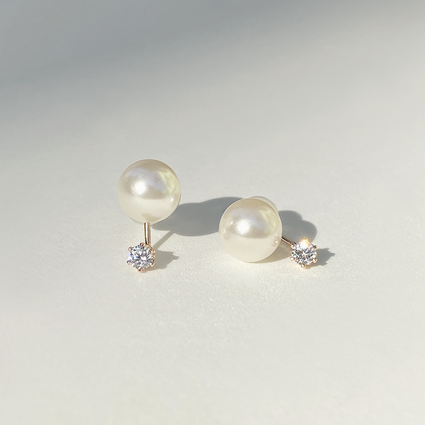 (무배/실버925) 투웨이 스왈 진주 큐빅 드롭귀걸이