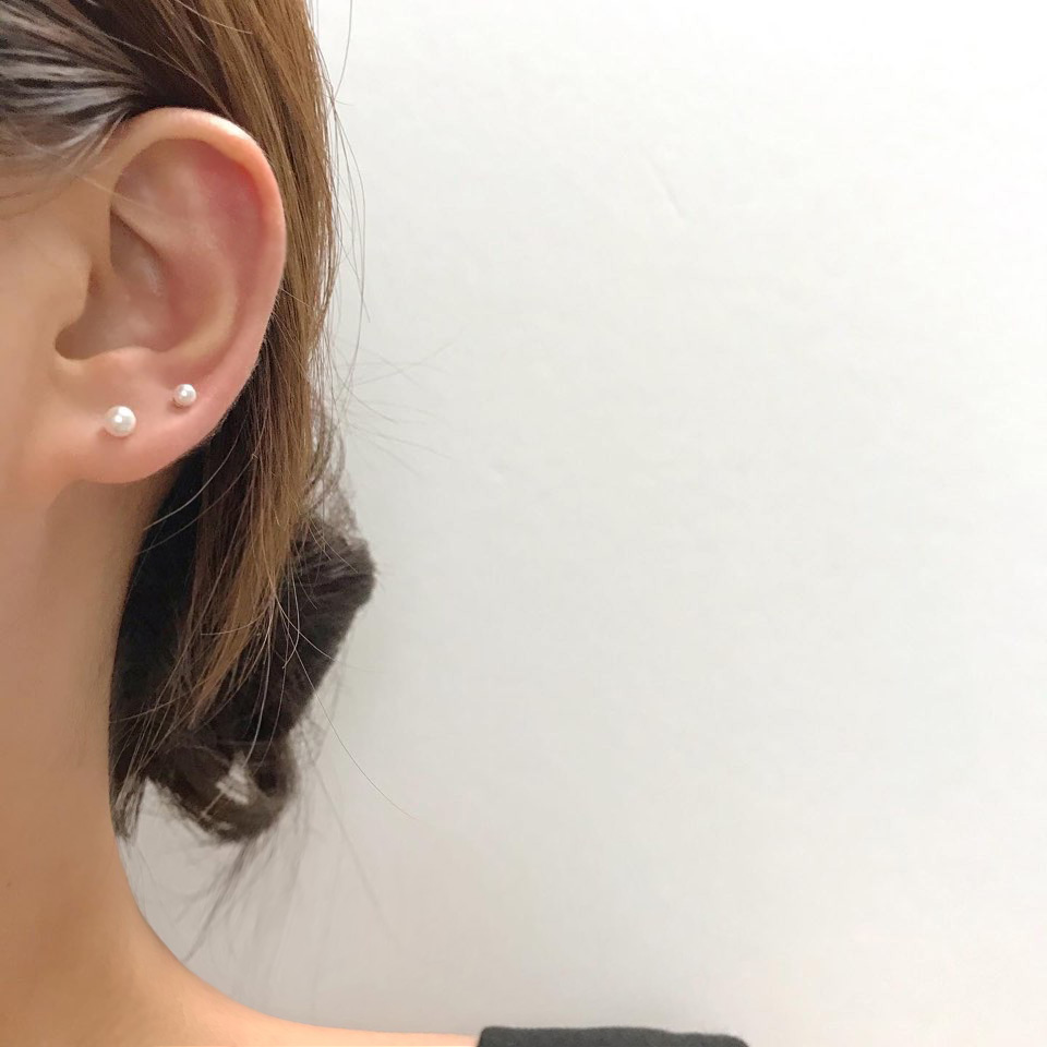 14k 스와로브스키 진주 피어싱 - 얇은피어싱 3, 4, 5, 6 mm - 상세 이미지 3