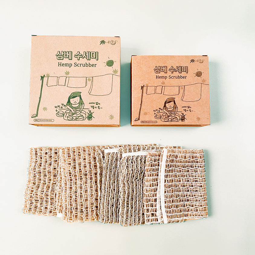 예고은 삼베 수세미 3개입 일반형 제로웨이스트 천연 친환경 포장 주방 국산 헹굼 항균