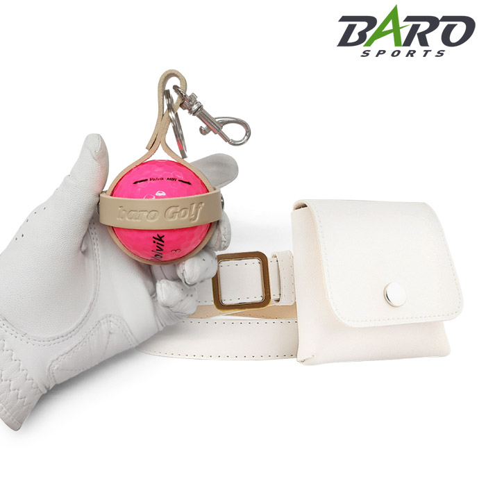 바로스포츠 여성 골프 가죽 힙색벨트 골프공주머니 세트 골프볼주머니