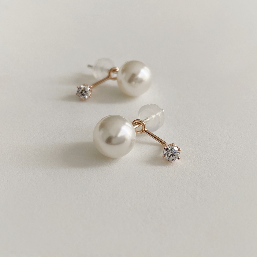 (무배/실버925) 투웨이 스왈 진주 큐빅 드롭귀걸이