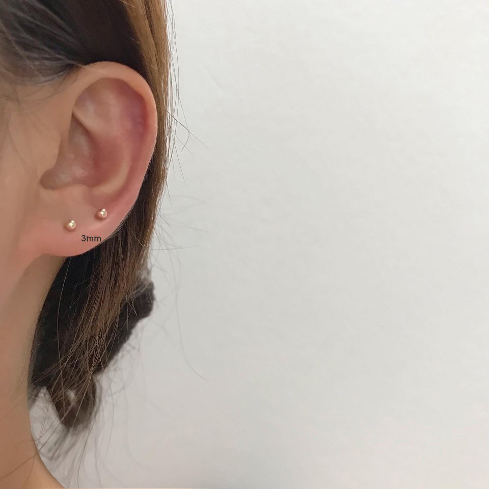 14k 베이직 골드 볼 피어싱 - 귀걸이겸용 얇은피어싱 2mm 3mm 4mm 5mm 심플 이미지 6