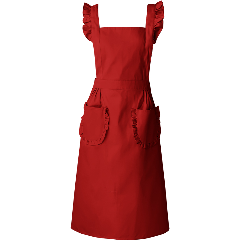 예쁜 원피스형 앞치마 카페 프릴 롱 공방 꽃집 어린이집 교사 가정용 미용 에이프런