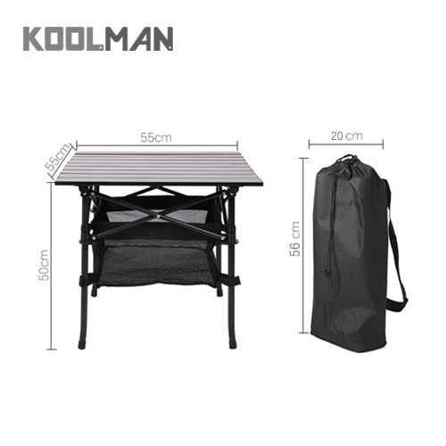 KOOLMAN(쿨맨) 알루미늄 접이식 캠핑 테이블 소형, 오크 - 상세 이미지 4
