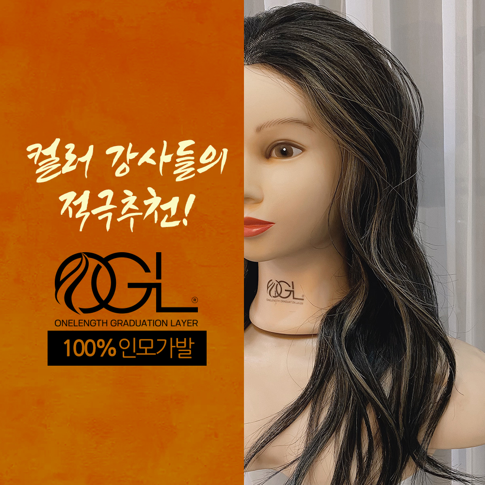 오지엘 100%인모 백모가발 미용가발 연습용통가발 omc 탈색 염색 백발 드라이 업스타일 - 상세 이미지 2