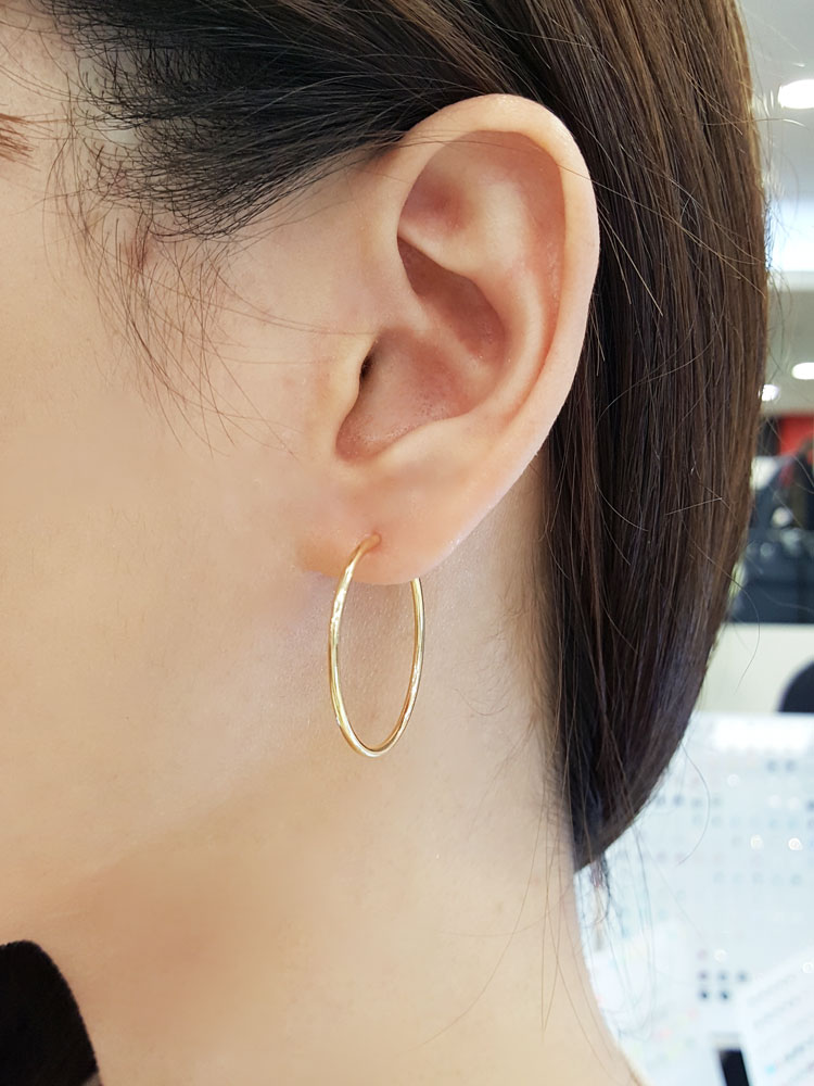 14k 링 귀걸이 파이프 2cm 3cm 4cm 5cm 6cm GF245 - 메인 이미지