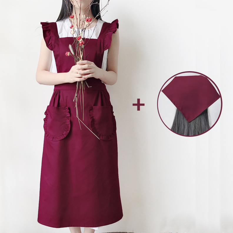 예쁜 원피스형 앞치마 카페 프릴 롱 공방 꽃집 어린이집 교사 가정용 미용 에이프런