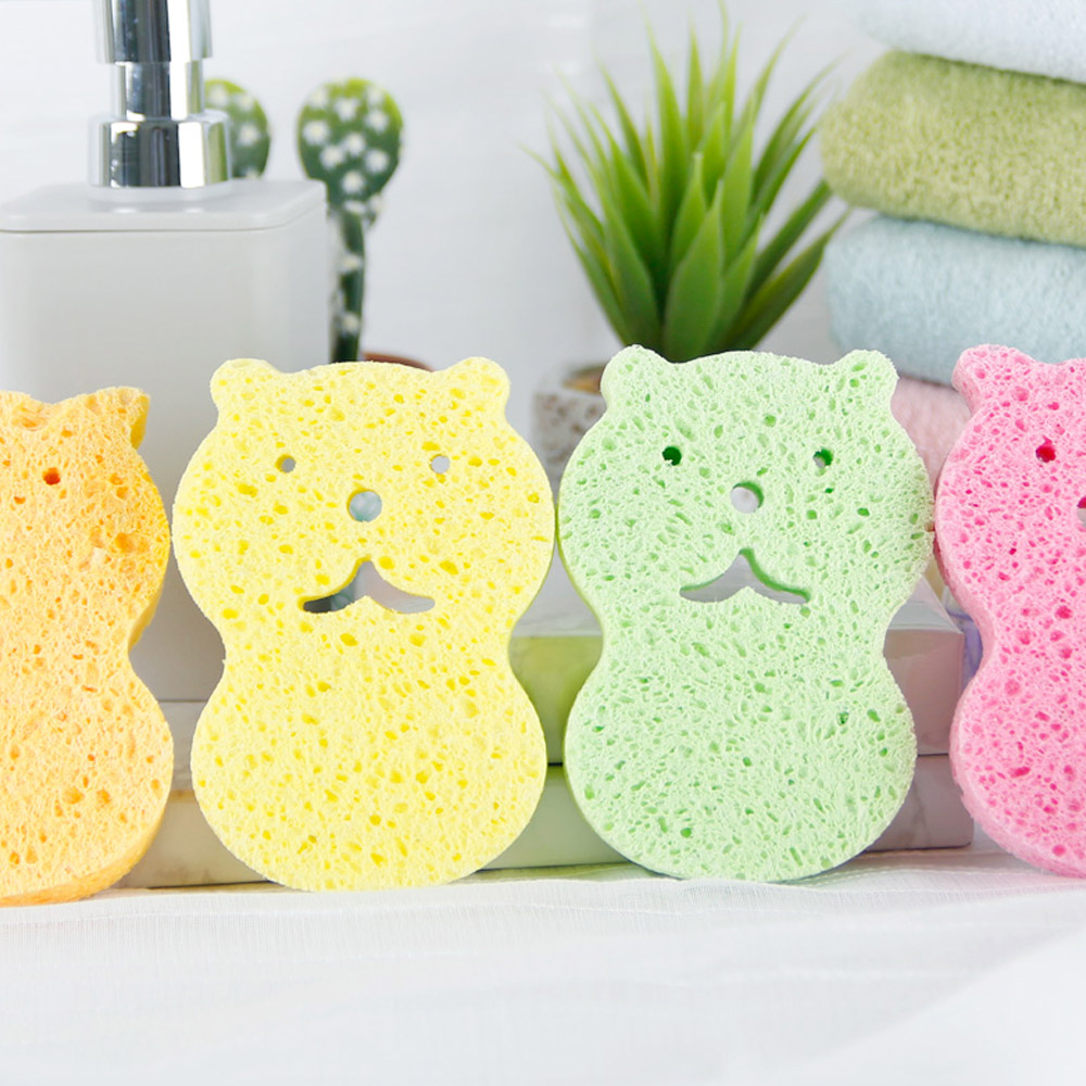 예꼬맘 아기 목욕 스펀지 4개입 신생아 유아 순식물성 샤워 클렌징 출산 용품