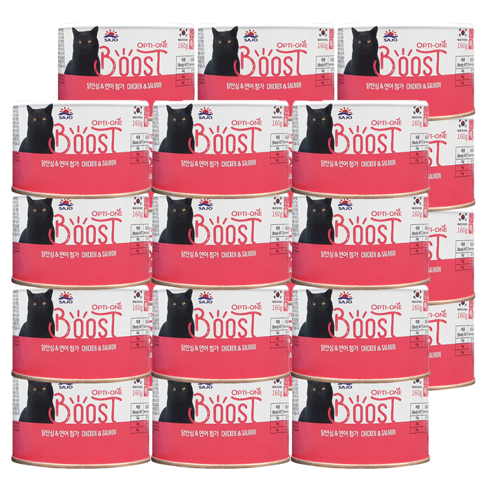사조 옵티원 부스트 닭안심&연어 캔 160g x24개세트(1box) 고양이 주식캔 - 상품 이미지