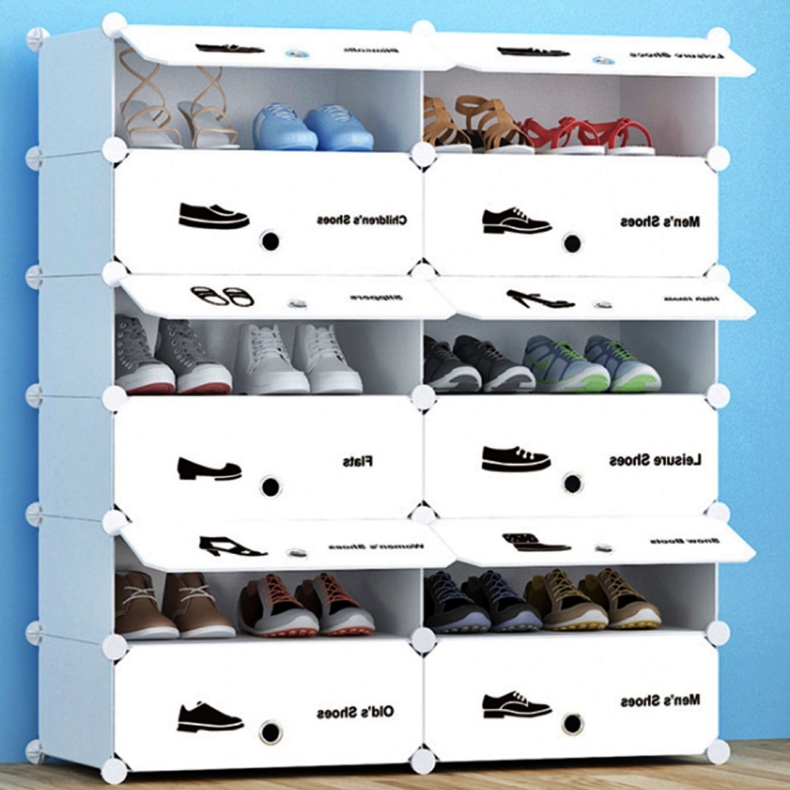 예쁜 현관 신발장 6단 신발정리대 플라스틱 화이트 매장용 업소용 아타프 신발장 신발수납장