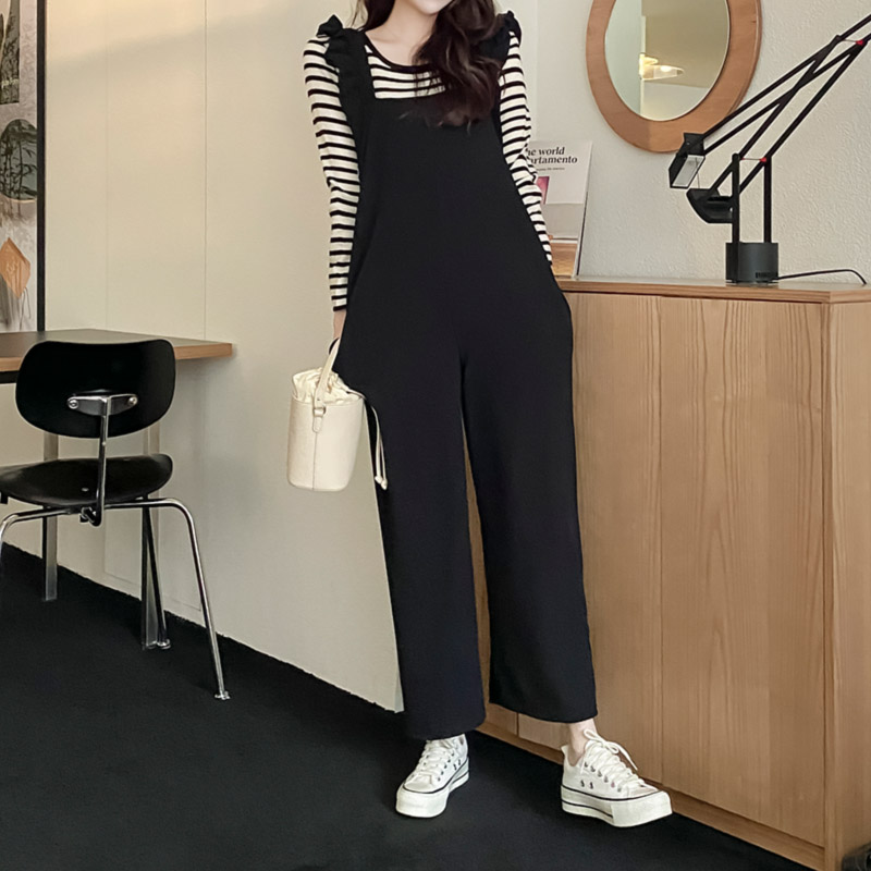 (국내제작)꾸안꾸 무드의 프릴서스펜더로 포인트를 준 와이드핏 데일리 점프슈트 op10682 - 상세 이미지 2