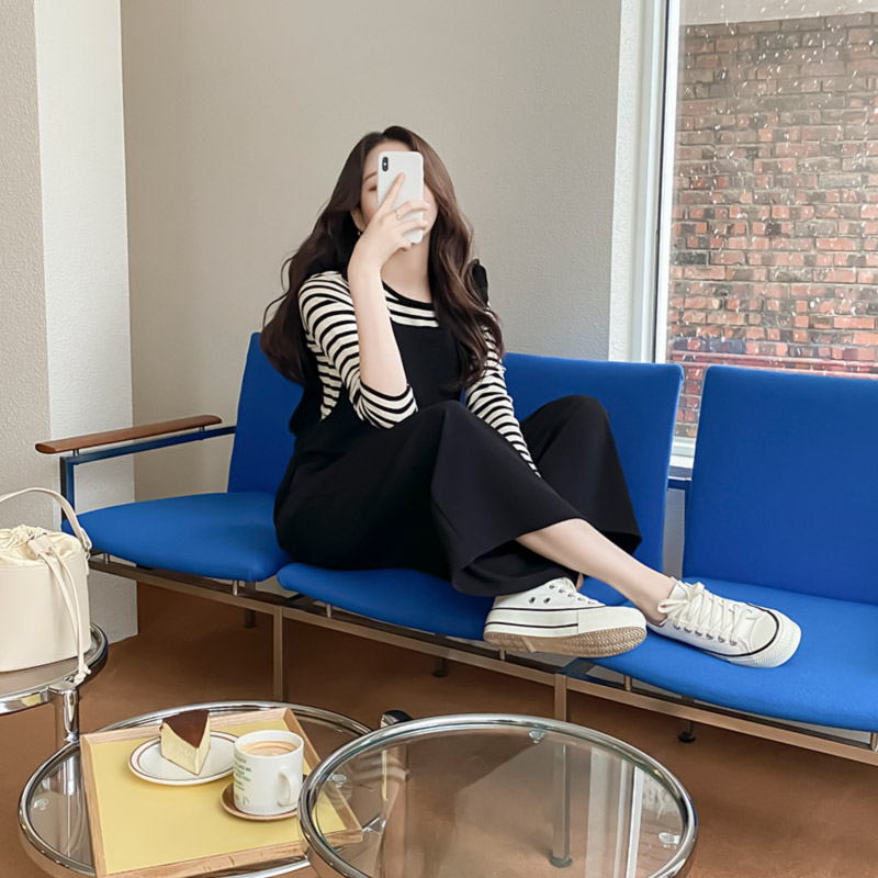 (국내제작)꾸안꾸 무드의 프릴서스펜더로 포인트를 준 와이드핏 데일리 점프슈트 op10682 이미지 8