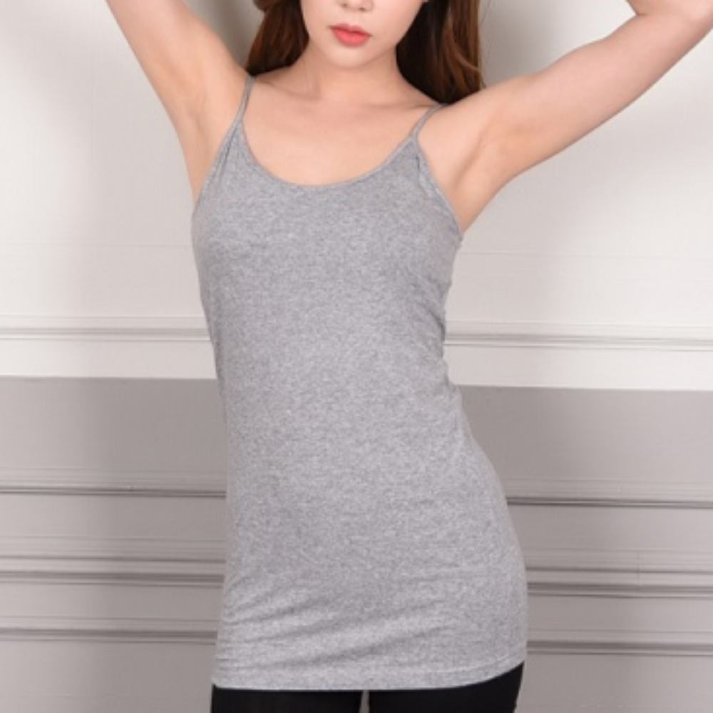 브라메리야스 끈메리야스 면스판 국내생산 캡내장 긴나시 노브라 뽕나시 코튼 란쥬내의 케미솔 - 상품 이미지