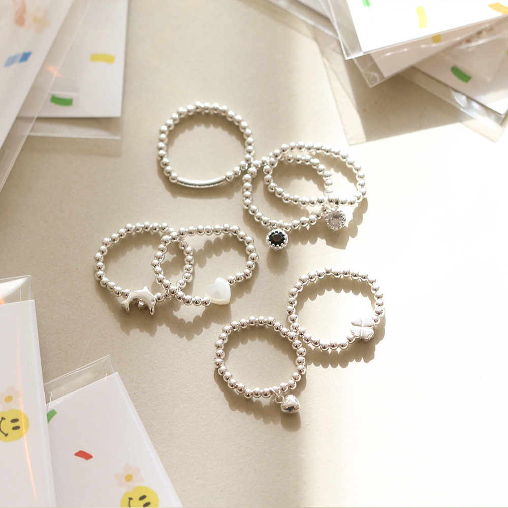 은볼 비즈반지 만들기 시즌2 DIY 14종 [925 실버 볼 나비 하트 우정 링 반지] - 상품 이미지
