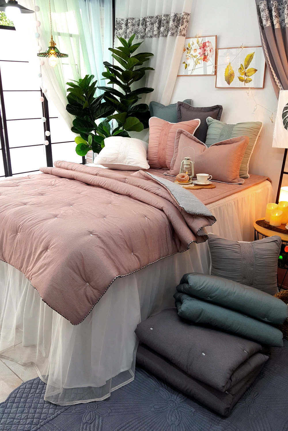 오월 알러지케어 뱀부 마이크로화이바 기숙사 차렵 이불 침구 세트 슈퍼싱글 퀸 사이즈