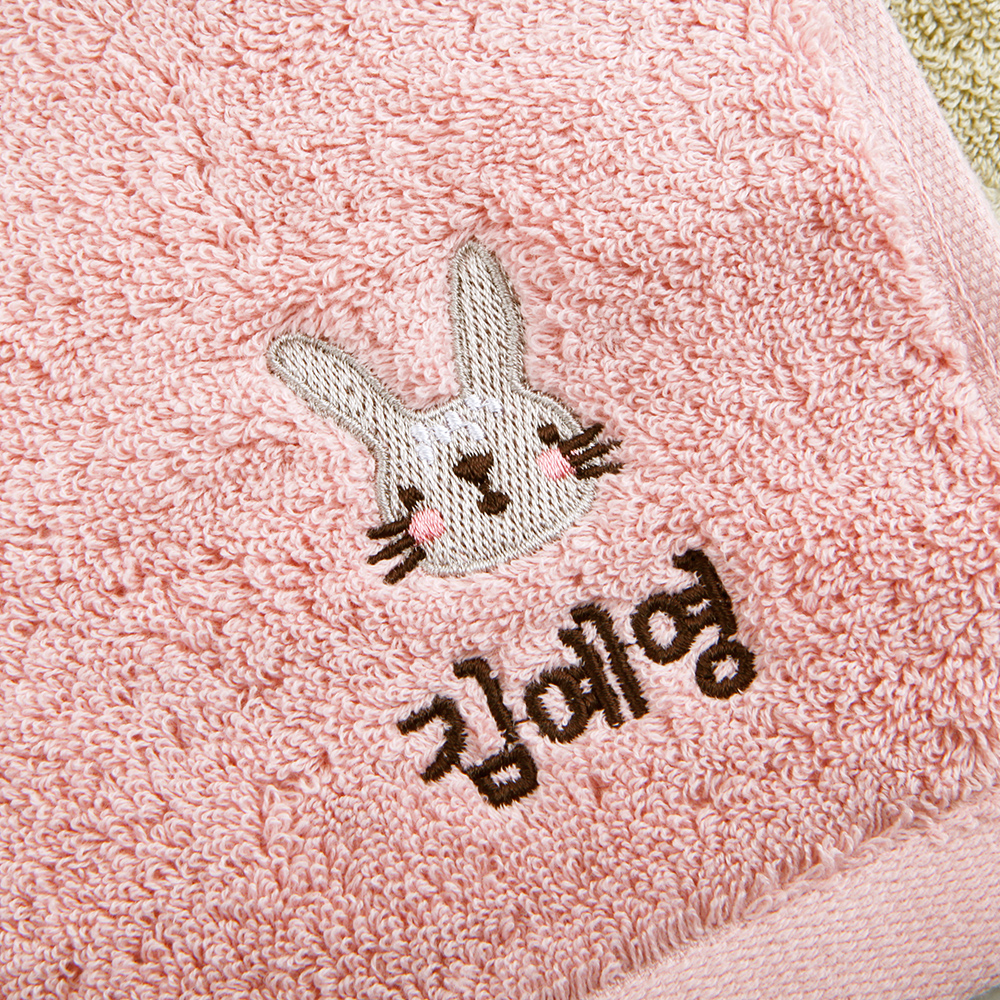 주문제작 어린이집 네임수건 해피프렌즈 송월 Pink 하마 - 상세 이미지 3