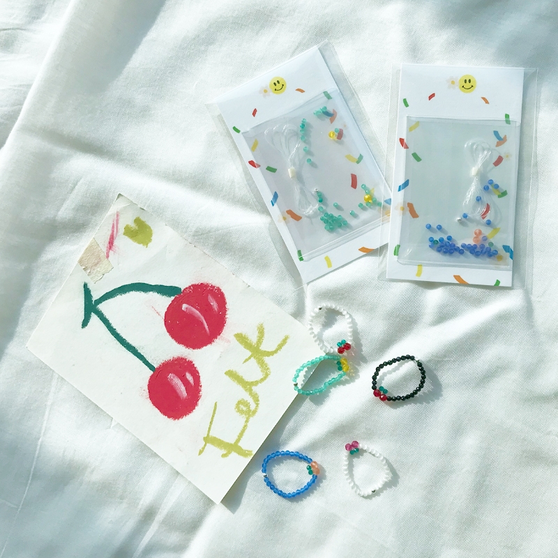 체리 비즈 반지 만들기 세트 DIY 키트 5type [Dahlia 우정 링 집순이 취미] - 상품 이미지